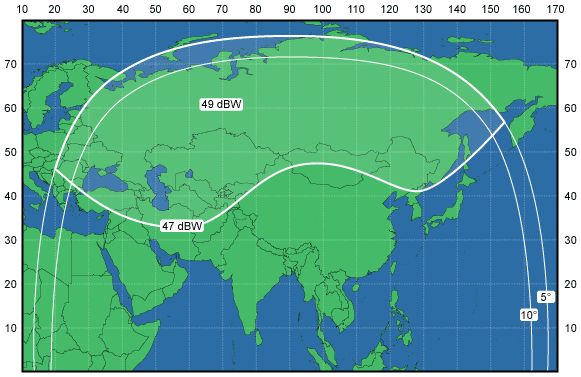 Зона покрытия спутника Ямал 200
